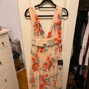 Gorgeous blush floral gown with slit - perfect for weddings